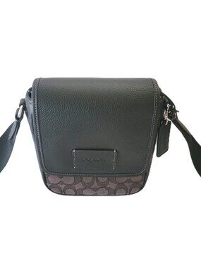 Coach CAT13 Lucas Crossbody Charcoal Signature Jacquard Black Messenger Bag
